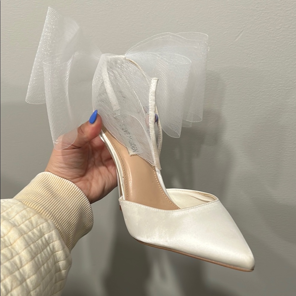 Elegant White Satin Women's Heels
